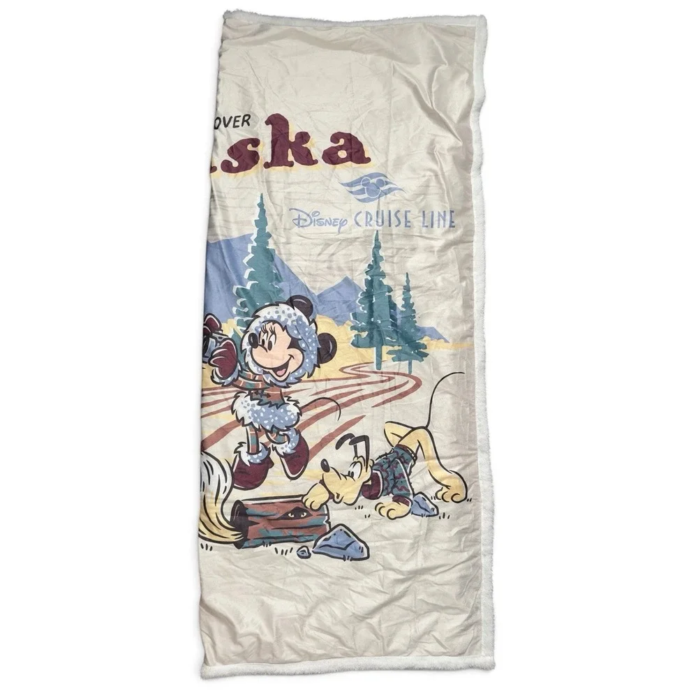 Disney Cruise Line Alaska Fleece Blanket Mickey Minnie Pluto Throw Souvenir
